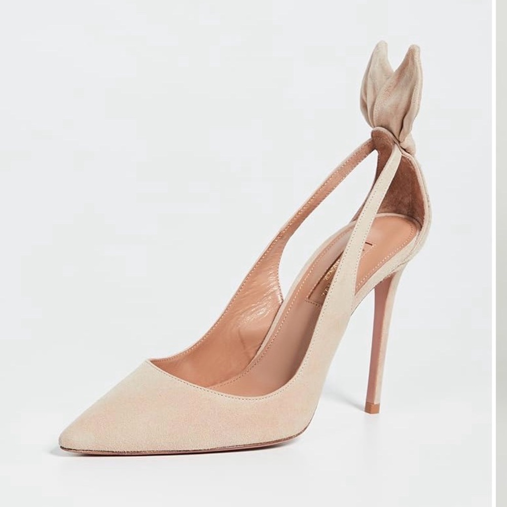 Aquazurra Bow Tie 105mm Pump in Beige 37.5 - brand new, never worn! - Picture 4 of 13